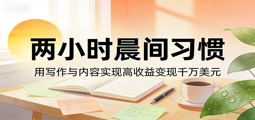 付费文章：两小时晨间习惯，用写作与内容实现高收益变现千万美元-网创项目总站