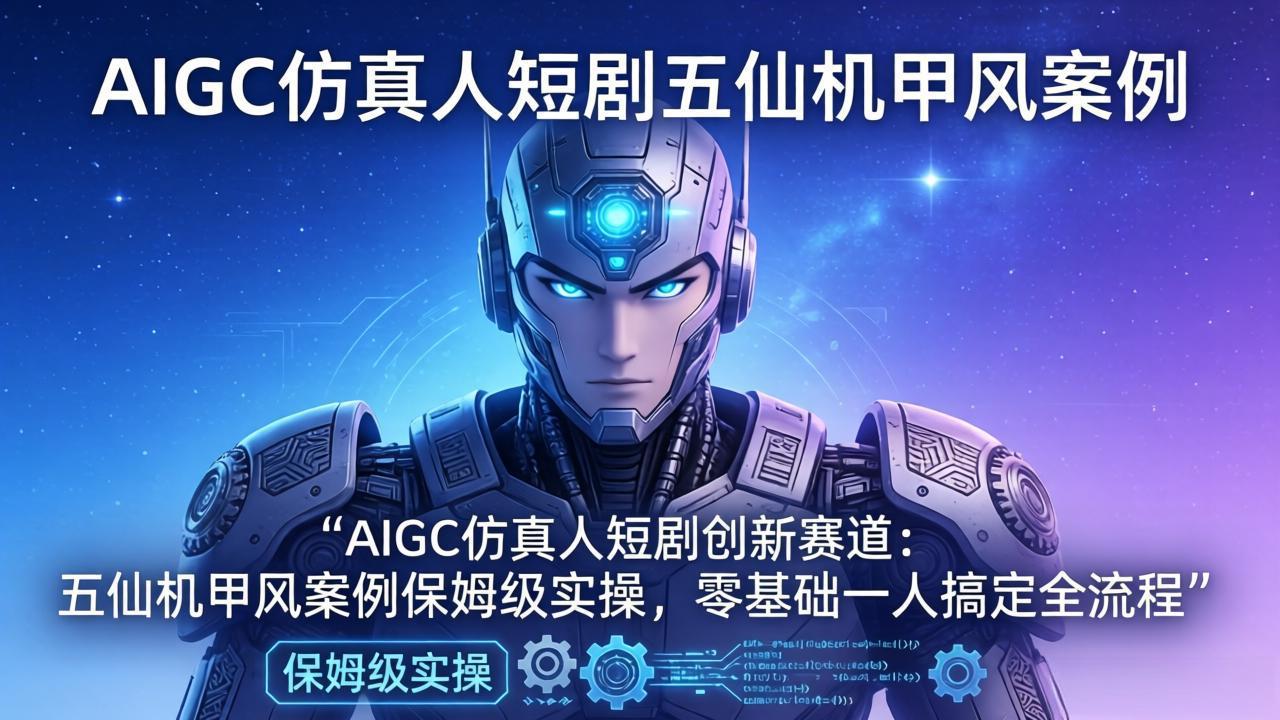 AIGC仿真人短剧创新赛道：五仙机甲风案例保姆级实操，零基础一人搞定全流程-网创项目总站