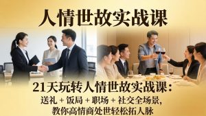 21 天玩转人情世故实战课：送礼 + 饭局 + 职场 + 社交全场景，教你高情商处世轻松拓人脉-网创项目总站