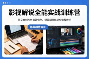 影视解说全能实战训练营：从文案创作到剪辑调色，爆款剧情解说全流程教学-网创项目总站