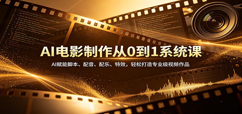 AI电影制作从0到1系统课：AI赋能脚本、配音、配乐、特效，轻松打造专业级视频作品-网创项目总站