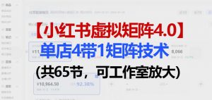 小红书虚拟矩阵4.0技术：单店4带1矩阵(共65节，可工作室放大)-网创项目总站