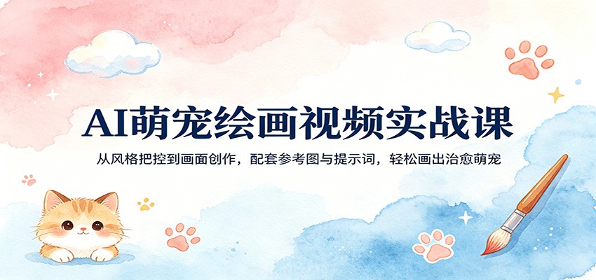 AI萌宠绘画视频实战课：从风格把控到画面创作，配套参考图与提示词，轻松画出治愈萌宠-网创项目总站