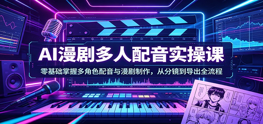 AI漫剧多人配音实操课：零基础掌握多角色配音与漫剧制作，从分镜到导出全流程-网创项目总站