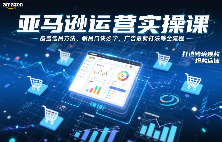 亚马逊运营实操课，覆盖选品方法、新品口诀必学、广告最新打法等全流程，打造跨境爆款店铺(更新4月)-网创项目总站