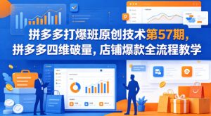 拼多多打爆班原创技术第57期，拼多多四维破量，店铺爆款全流程教学-网创项目总站