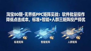 淘宝80期-无界低PPC矩阵实战:软件批量操作降低点击成本,标准+智能+人群三矩阵投产择优-网创项目总站