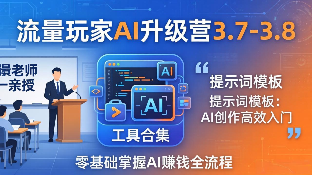 流量玩家AI升级营3.7-3.8全套资料：多老师亲授+工具合集+提示词模板，零基础掌握AI赚钱全流程-网创项目总站