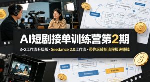 AI短剧接单训练营第2期，3+2工作流升级版，Seedance 2.0工作流，带你玩转新流程极速賺钱-网创项目总站