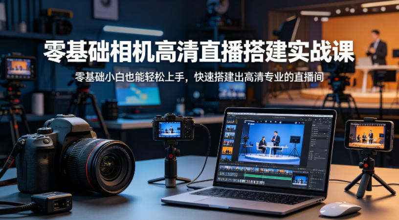 零基础相机高清直播间搭建实战课，小白也能轻松上手，快速搭建出高清专业的直播间-网创项目总站