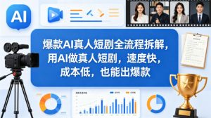 爆款AI真人短剧全流程拆解，用AI做真人短剧，速度快，成本低，也能出爆款-网创项目总站