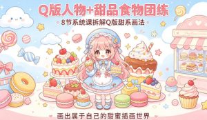 Q版人物+甜品食物团练，8节系统课拆解Q版甜系画法，画出属于自己的甜蜜插画世界-网创项目总站