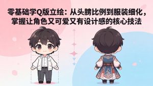零基础学Q版立绘：从头身比例到服装细化，掌握让角色又可爱又有设计感的核心技法-网创项目总站