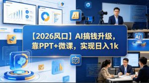 【2026风口】AI搞钱升级,靠PPT+微课,实现日入1k-网创项目总站