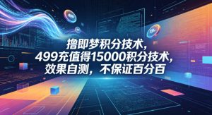 撸即梦积分技术，499充值得15000积分技术，效果自测，不保证百分百-网创项目总站