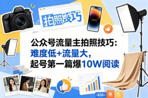 公众号流量主之拍照技巧赛道，难度低+流量大，起号第一篇就爆了10w阅读-网创项目总站