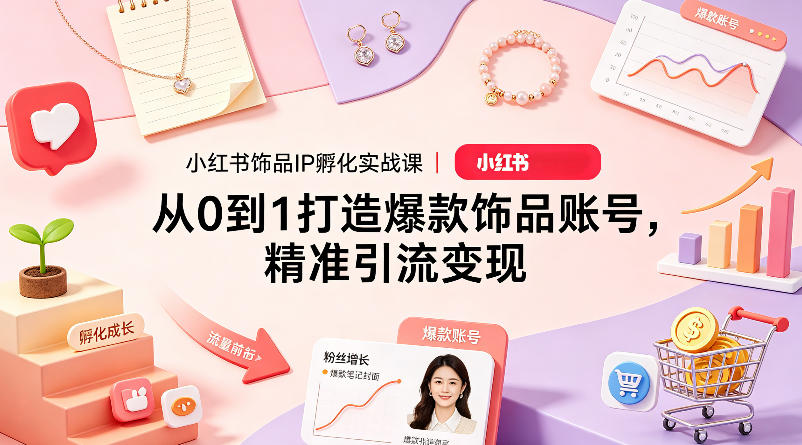 小红书饰品IP孵化实战课｜从0到1打造爆款饰品账号，精准引流变现-网创项目总站