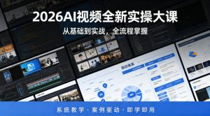 2026AI视频全新实操大课，从基础到实战，全流程掌握，系统教学·案例驱动·即学即用-网创项目总站