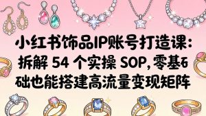 小红书饰品IP账号打造课：拆解 54 个实操 SOP，零基础也能搭建高流量变现矩阵-网创项目总站