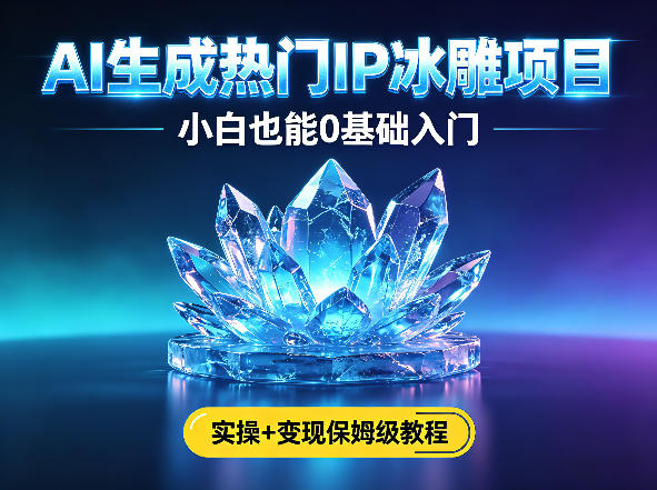 AI生成热门ip冰雕项目，小白也能0基础入门，实操+变现保姆级教程-网创项目总站