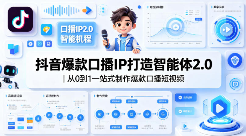 抖音爆款口播IP打造智能体2.0｜从0到1一站式制作爆款口播短视频-网创项目总站