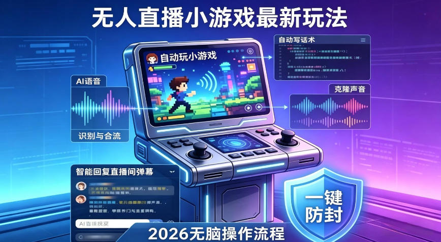 2026年AI无人直播小游戏全流程，不违规不封号，开启创业副业增收之路，小白月入1w+【揭秘】-网创项目总站