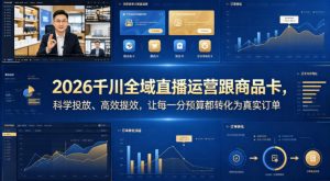 2026千川全域直播运营跟商品卡，科学投放、高效提效，让每一分预算都转化为真实订单-网创项目总站