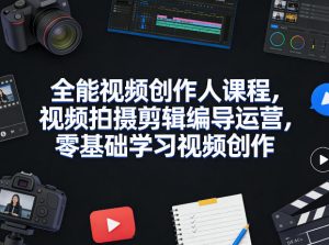 全能视频创作人课程，视频拍摄剪辑编导运营，零基础学习视频创作(更新2026年4月)-网创项目总站