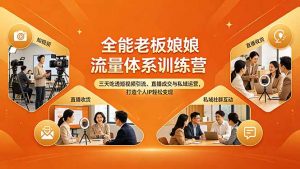 全能老板娘流量体系训练营，三天吃透短视频引流、直播成交与私域运营，打造个人IP轻松变现-网创项目总站