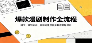 爆款漫剧制作全流程：网文一键转剧本，零基础快速批量制作变现漫剧-网创项目总站