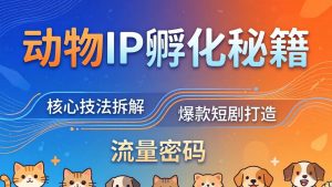 动物IP孵化全套秘籍，三大核心技法拆解，打造爆款萌宠短剧，轻松拿捏赛道流量密码-网创项目总站
