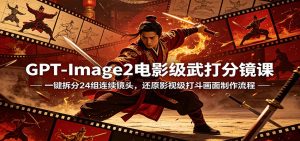 GPT-Image2电影级武打分镜课：一键拆分24组连续镜头，还原影视级打斗画面制作流程-网创项目总站