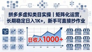 拼多多虚拟类目实操|矩阵化运营,长期稳定日入 1K+,新手可直接抄作业-网创项目总站