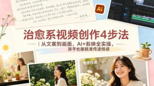 治愈系视频创作4步法｜从文案到画面，AI+剪映全实操，新手也能精准传递情感-网创项目总站