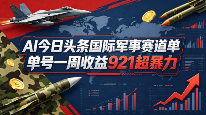 AI今日头条国际军事赛道，单号一周收益921，超暴力-网创项目总站