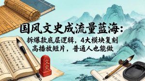 国风文史成流量蓝海：拆爆款底层逻辑，4大模块复刻高播放短片，普通人也能做-网创项目总站