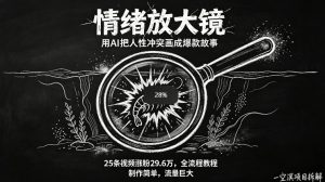 AI制作“情绪放大镜“视频，25条视频涨粉29.6W粉，流量巨大，制作简单，全流程教程-网创项目总站