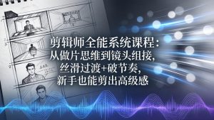 剪辑师全能系统课程：从做片思维到镜头组接，丝滑过渡+破节奏，新手也能剪出高级感-网创项目总站