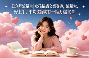 公众号流量主女孩情感文案赛道，流量大，好上手，平均3篇就有一篇万爆文章-网创项目总站