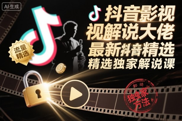 抖音影视解说大佬最新抖音进精选和独家方法，精选独家解说课(更新26年3月)-网创项目总站