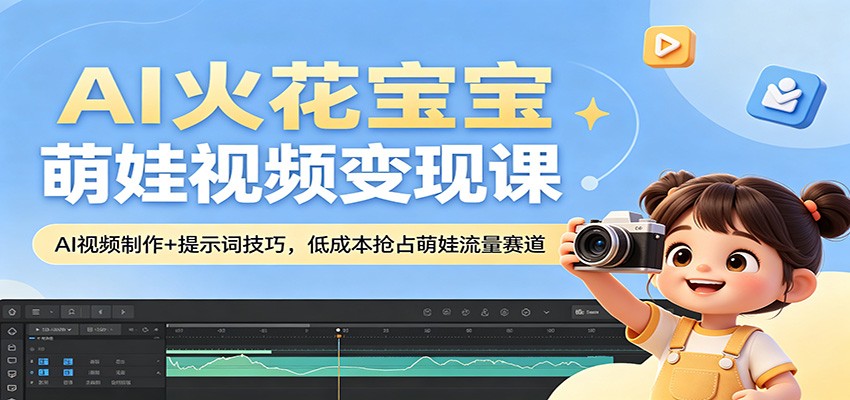 AI火花宝宝萌娃视频变现课：AI视频制作+提示词技巧，低成本抢占萌娃流量赛道-网创项目总站