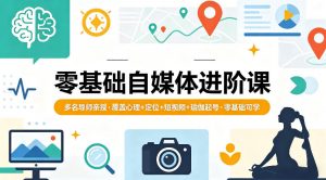 零基础自媒体进阶课，多名导师亲授，覆盖心理+定位+短视频+瑜伽起号，零基础可学-网创项目总站