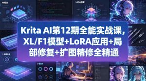 Krita AI第12期全能实战课，XL/F1模型+LoRA应用+局部修复+扩图精修全精通-网创项目总站