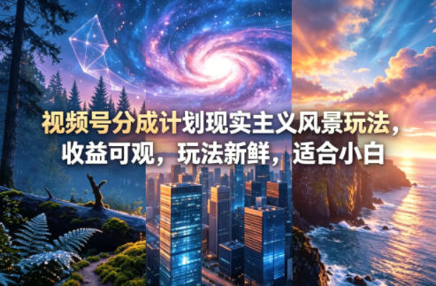 视频号分成计划现实主义风景玩法，收益可观，玩法新鲜，适合小白-网创项目总站