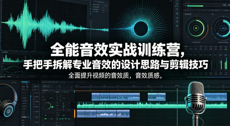 全能音效实战训练营，手把手拆解专业音效的设计思路与剪辑技巧，全面提升视频的音效质感-网创项目总站