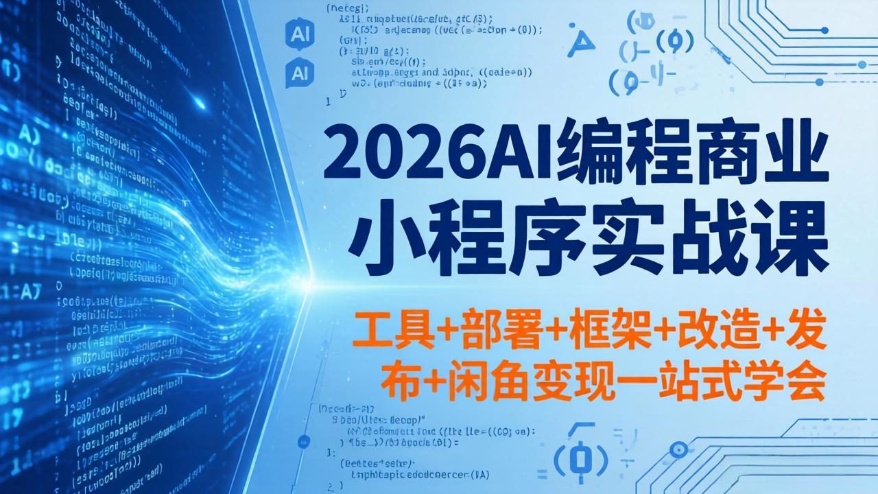 2026AI编程商业小程序实战课，工具+部署+框架+改造+发布+闲鱼变现一站式学会-网创项目总站