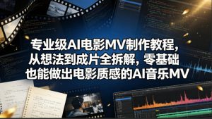 专业级AI电影MV制作教程，从想法到成片全拆解，零基础也能做出电影质感的AI音乐MV-网创项目总站