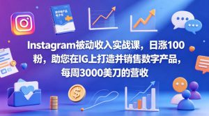 Instagram被动收入实战课，日涨100粉，助您在IG上打造并销售数字产品，每周3000美刀的营收【原创双语字幕】-网创项目总站