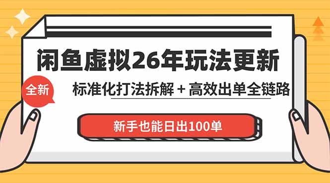闲鱼虚拟从0到1系统化运营课程：标准化打法拆解 + 高效出单全链路教学，新手也能日出100单-网创项目总站