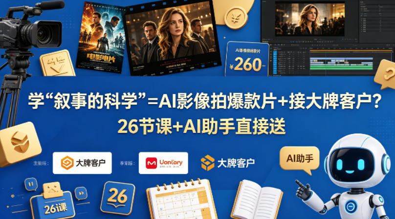 学《叙事的科学》=AI影像拍爆款片+接大牌客户？26节课+AI助手直接送【原创双语字幕】-网创项目总站